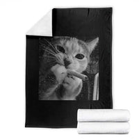 Smoking Cat Y2K Throw Blanket Vintage Grunge Cat Edgy Retro 90s Streetwear - Wonder Print Shop