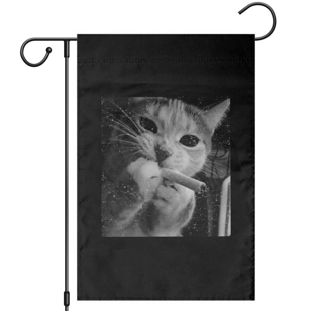 Smoking Cat Y2K Garden Flag Vintage Grunge Cat Edgy Retro 90s Streetwear - Wonder Print Shop