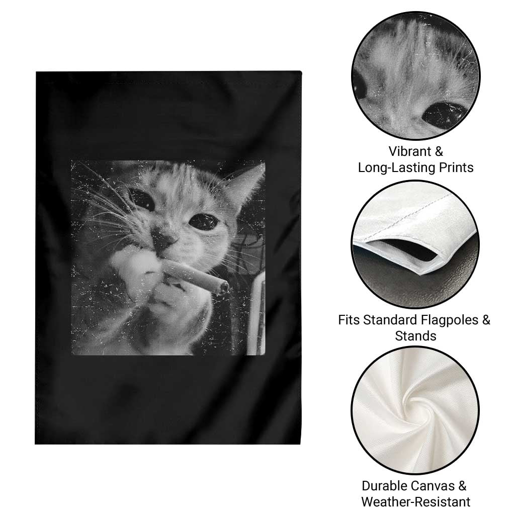Smoking Cat Y2K Garden Flag Vintage Grunge Cat Edgy Retro 90s Streetwear - Wonder Print Shop
