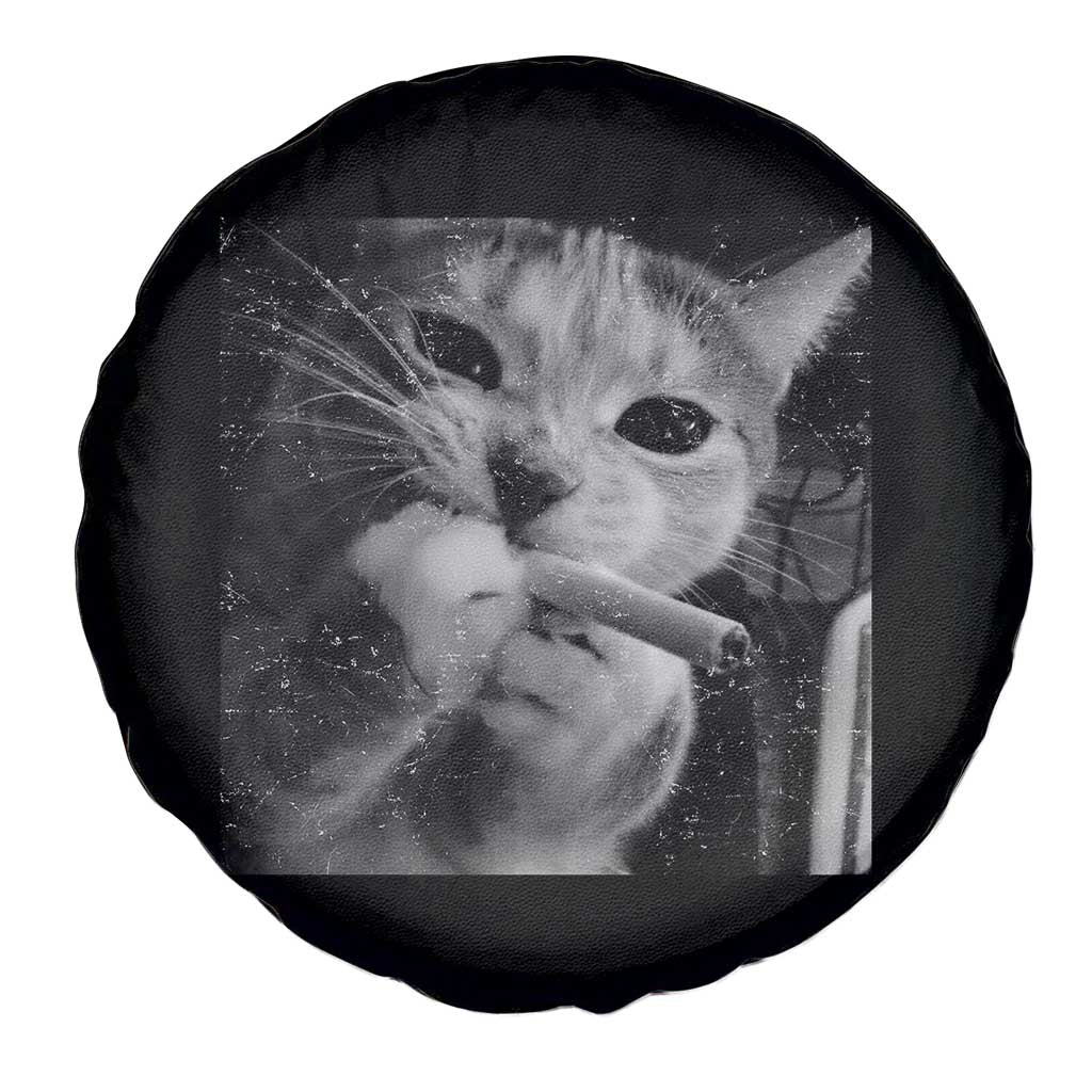 Smoking Cat Y2K Spare Tire Cover Vintage Grunge Cat Edgy Retro 90s Streetwear - Wonder Print Shop