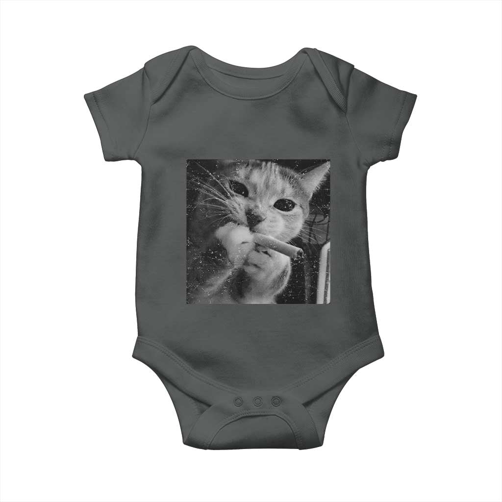 Smoking Cat Y2K Baby Onesie Vintage Grunge Cat Edgy Retro 90s Streetwear - Wonder Print Shop