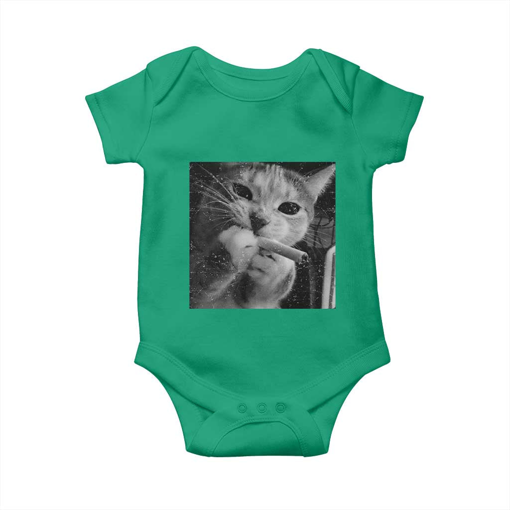 Smoking Cat Y2K Baby Onesie Vintage Grunge Cat Edgy Retro 90s Streetwear - Wonder Print Shop