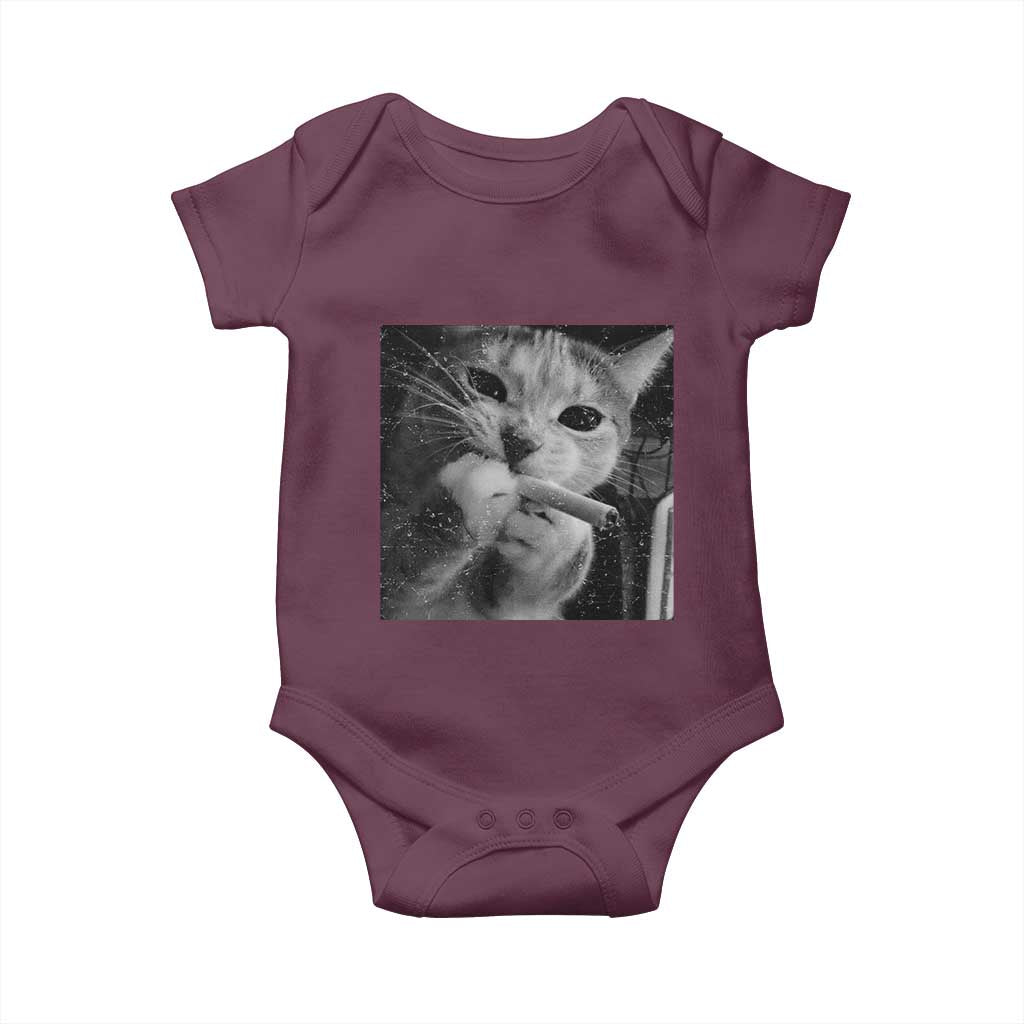 Smoking Cat Y2K Baby Onesie Vintage Grunge Cat Edgy Retro 90s Streetwear - Wonder Print Shop