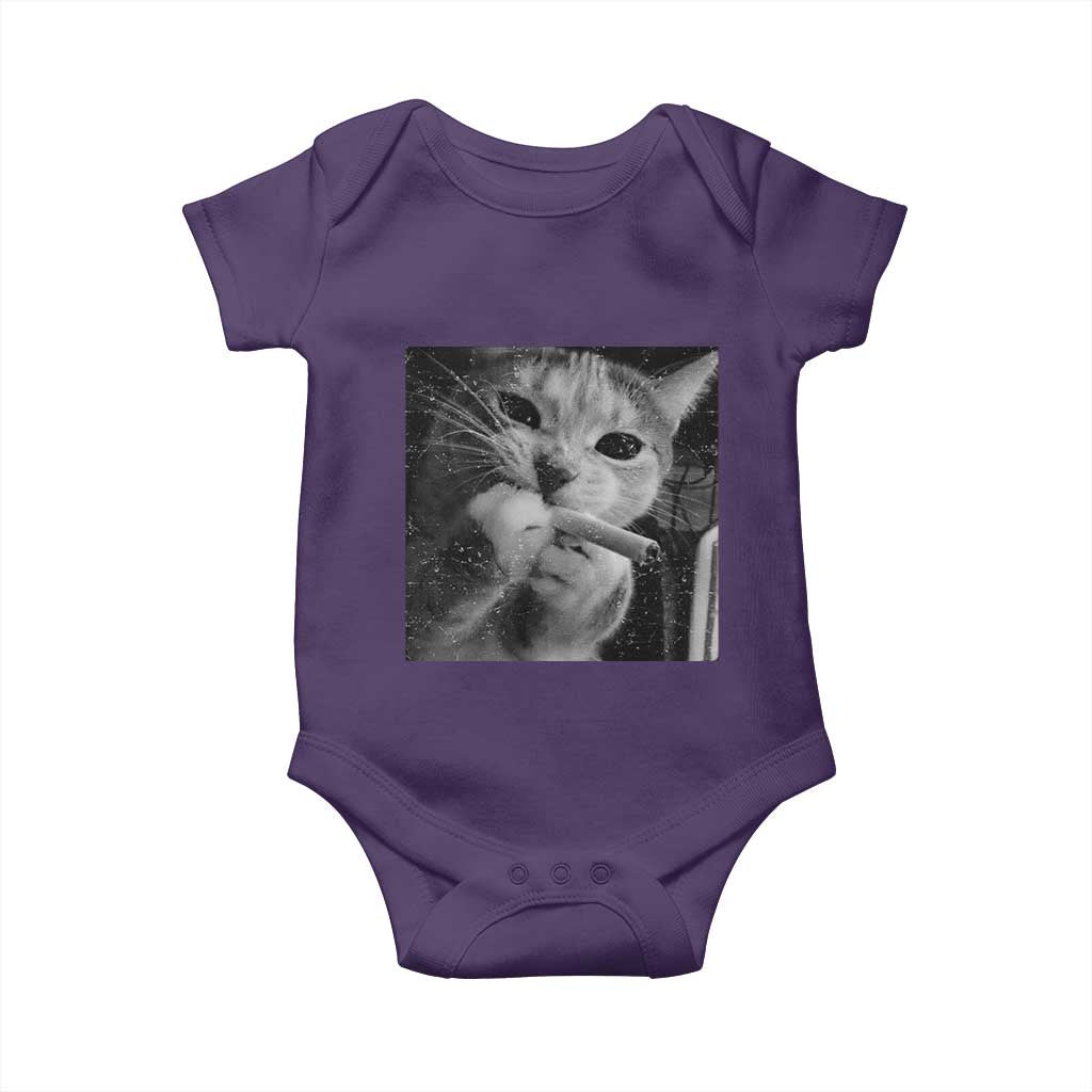 Smoking Cat Y2K Baby Onesie Vintage Grunge Cat Edgy Retro 90s Streetwear - Wonder Print Shop