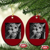 Smoking Cat Y2K Ceramic Ornament Vintage Grunge Cat Edgy Retro 90s Streetwear - Wonder Print Shop