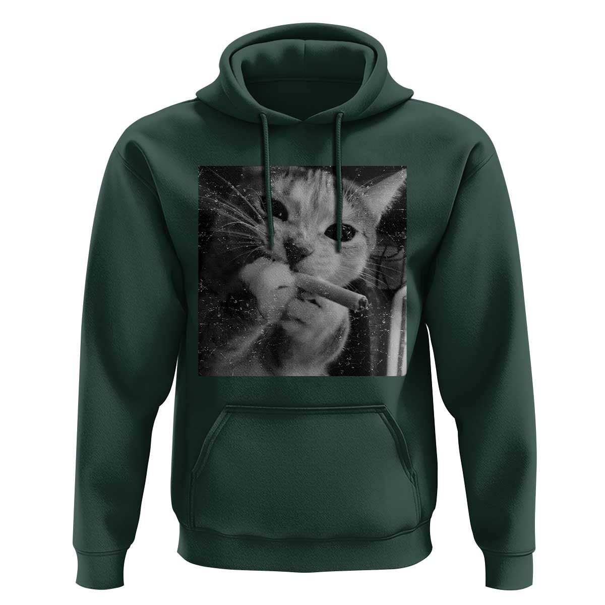 Smoking Cat Y2K Hoodie Vintage Grunge Cat Edgy Retro 90s Streetwear - Wonder Print Shop
