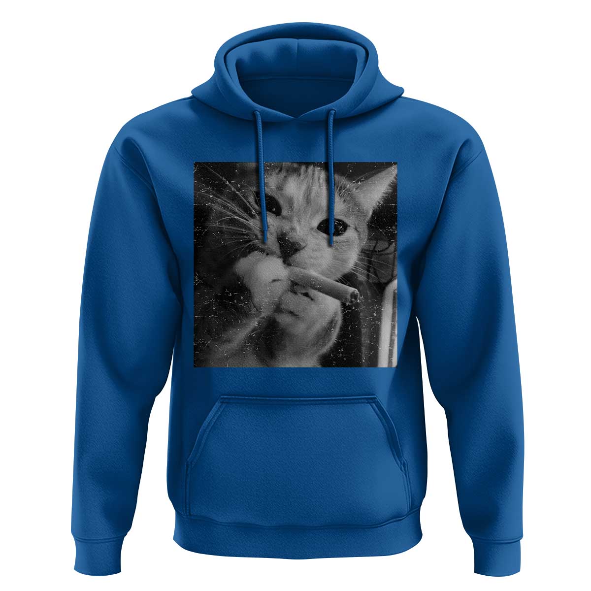 Smoking Cat Y2K Hoodie Vintage Grunge Cat Edgy Retro 90s Streetwear - Wonder Print Shop
