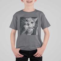 Smoking Cat Y2K T Shirt For Kid Vintage Grunge Cat Edgy Retro 90s Streetwear - Wonder Print Shop