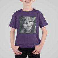 Smoking Cat Y2K T Shirt For Kid Vintage Grunge Cat Edgy Retro 90s Streetwear - Wonder Print Shop