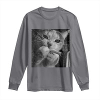 Smoking Cat Y2K Long Sleeve Shirt Vintage Grunge Cat Edgy Retro 90s Streetwear - Wonder Print Shop