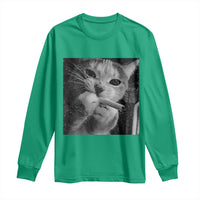 Smoking Cat Y2K Long Sleeve Shirt Vintage Grunge Cat Edgy Retro 90s Streetwear - Wonder Print Shop