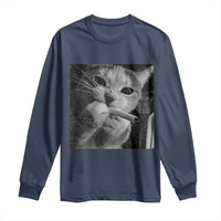 Smoking Cat Y2K Long Sleeve Shirt Vintage Grunge Cat Edgy Retro 90s Streetwear - Wonder Print Shop