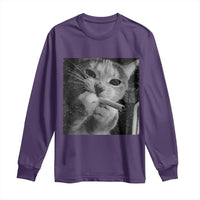 Smoking Cat Y2K Long Sleeve Shirt Vintage Grunge Cat Edgy Retro 90s Streetwear - Wonder Print Shop