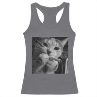Smoking Cat Y2K Racerback Tank Top Vintage Grunge Cat Edgy Retro 90s Streetwear - Wonder Print Shop