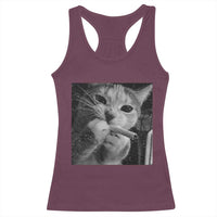 Smoking Cat Y2K Racerback Tank Top Vintage Grunge Cat Edgy Retro 90s Streetwear - Wonder Print Shop