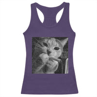 Smoking Cat Y2K Racerback Tank Top Vintage Grunge Cat Edgy Retro 90s Streetwear - Wonder Print Shop