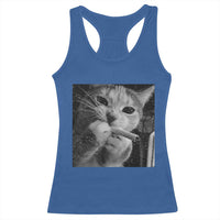 Smoking Cat Y2K Racerback Tank Top Vintage Grunge Cat Edgy Retro 90s Streetwear - Wonder Print Shop