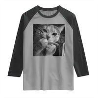 Smoking Cat Y2K Raglan Shirt Vintage Grunge Cat Edgy Retro 90s Streetwear - Wonder Print Shop