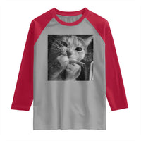 Smoking Cat Y2K Raglan Shirt Vintage Grunge Cat Edgy Retro 90s Streetwear - Wonder Print Shop