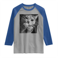 Smoking Cat Y2K Raglan Shirt Vintage Grunge Cat Edgy Retro 90s Streetwear - Wonder Print Shop