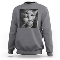 Smoking Cat Y2K Sweatshirt Vintage Grunge Cat Edgy Retro 90s Streetwear - Wonder Print Shop