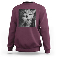 Smoking Cat Y2K Sweatshirt Vintage Grunge Cat Edgy Retro 90s Streetwear - Wonder Print Shop