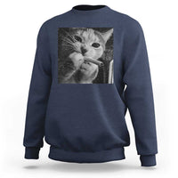 Smoking Cat Y2K Sweatshirt Vintage Grunge Cat Edgy Retro 90s Streetwear - Wonder Print Shop