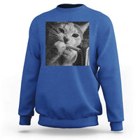 Smoking Cat Y2K Sweatshirt Vintage Grunge Cat Edgy Retro 90s Streetwear - Wonder Print Shop