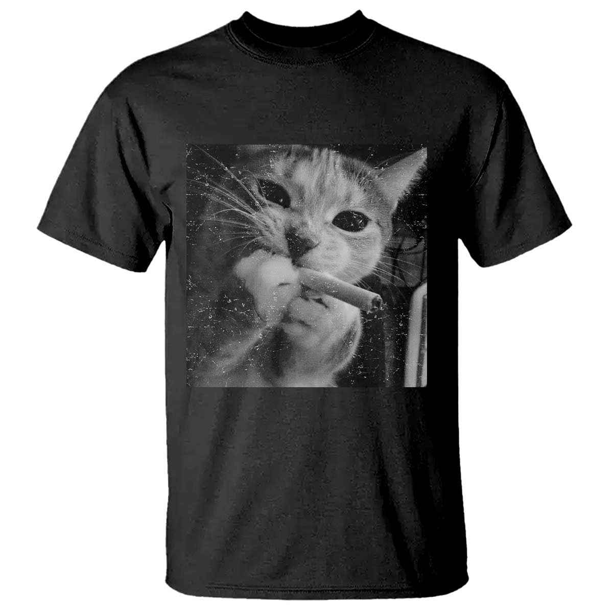 Smoking Cat Y2K T Shirt Vintage Grunge Cat Edgy Retro 90s Streetwear - undefined