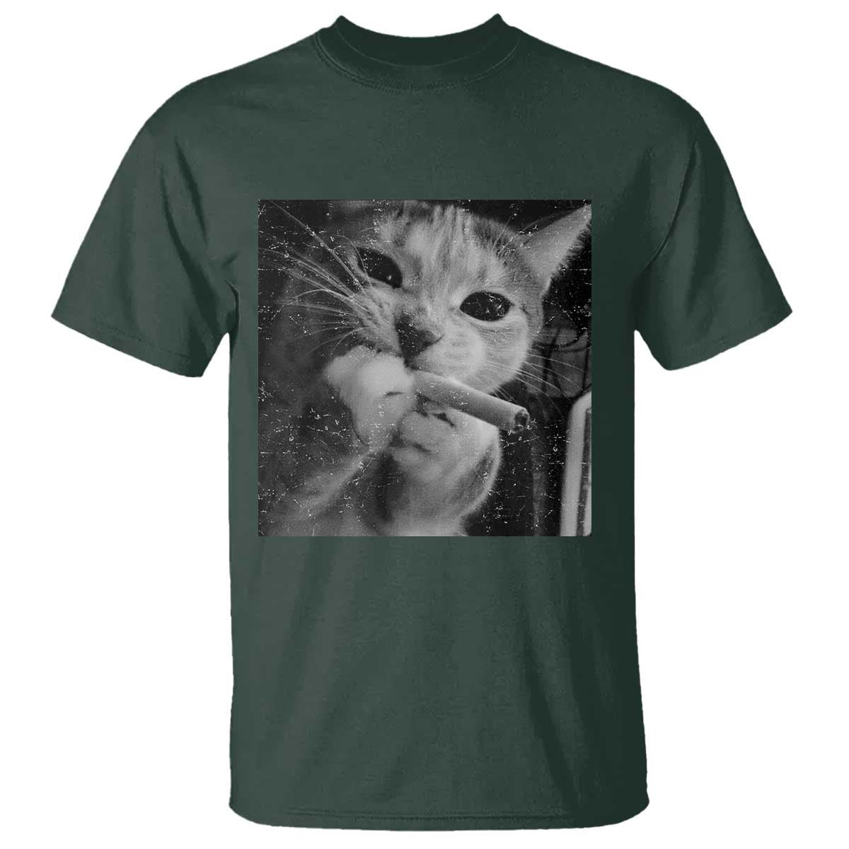 Smoking Cat Y2K T Shirt Vintage Grunge Cat Edgy Retro 90s Streetwear - undefined