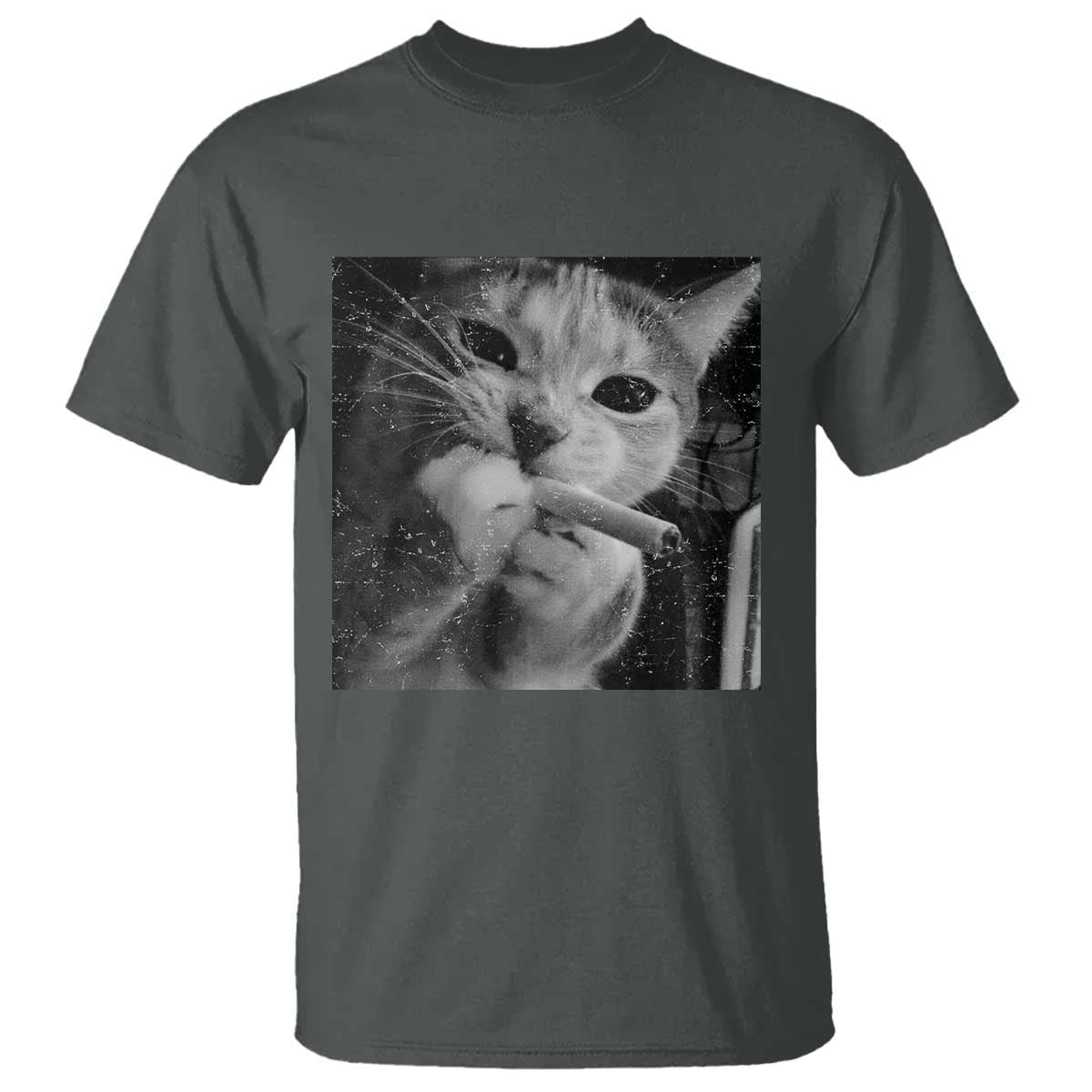 Smoking Cat Y2K T Shirt Vintage Grunge Cat Edgy Retro 90s Streetwear - undefined