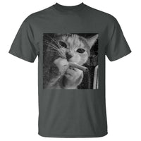 Smoking Cat Y2K T Shirt Vintage Grunge Cat Edgy Retro 90s Streetwear - undefined