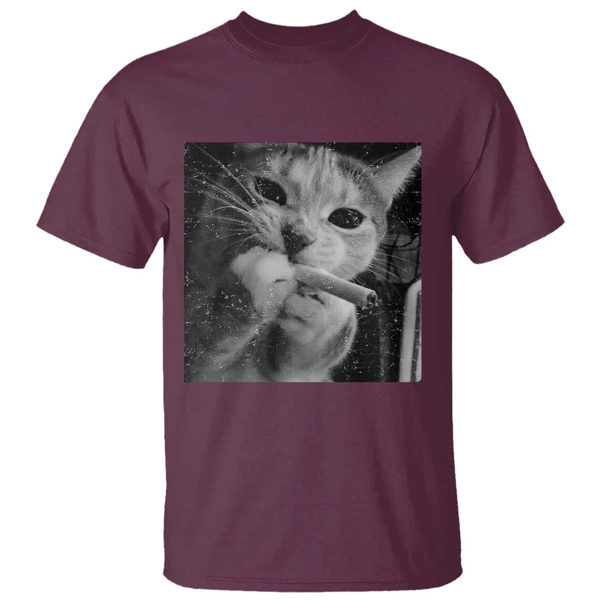 Smoking Cat Y2K T Shirt Vintage Grunge Cat Edgy Retro 90s Streetwear - undefined