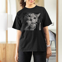 Smoking Cat Y2K T Shirt For Women Vintage Grunge Cat Edgy Retro 90s Streetwear - Wonder Print Shop