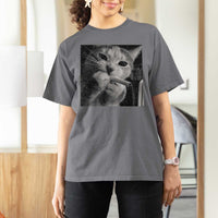 Smoking Cat Y2K T Shirt For Women Vintage Grunge Cat Edgy Retro 90s Streetwear - Wonder Print Shop