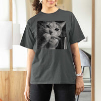 Smoking Cat Y2K T Shirt For Women Vintage Grunge Cat Edgy Retro 90s Streetwear - Wonder Print Shop