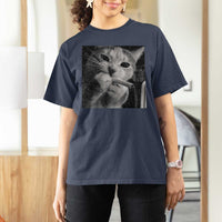 Smoking Cat Y2K T Shirt For Women Vintage Grunge Cat Edgy Retro 90s Streetwear - Wonder Print Shop