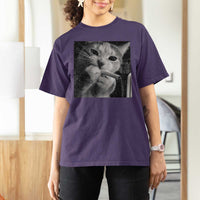 Smoking Cat Y2K T Shirt For Women Vintage Grunge Cat Edgy Retro 90s Streetwear - Wonder Print Shop