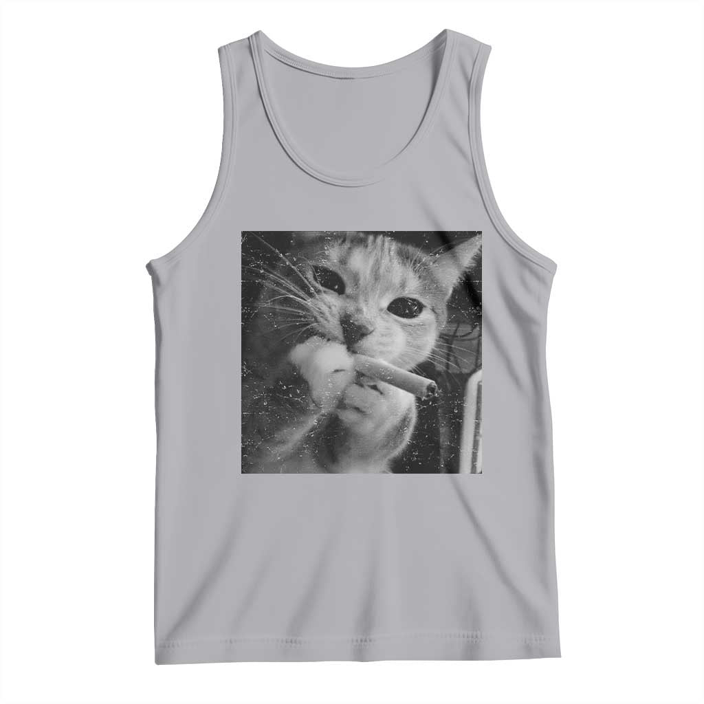 Smoking Cat Y2K Tank Top Vintage Grunge Cat Edgy Retro 90s Streetwear - Wonder Print Shop