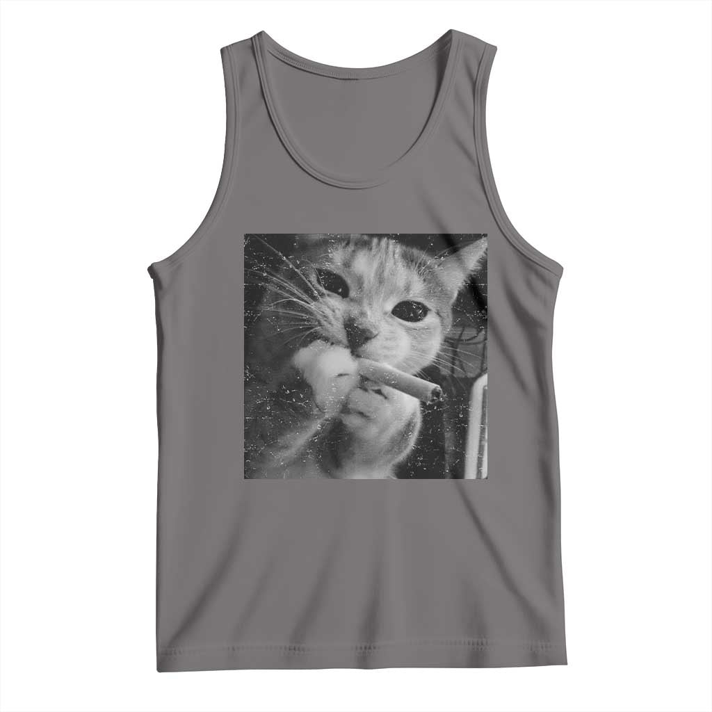 Smoking Cat Y2K Tank Top Vintage Grunge Cat Edgy Retro 90s Streetwear - Wonder Print Shop
