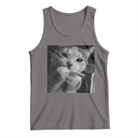Smoking Cat Y2K Tank Top Vintage Grunge Cat Edgy Retro 90s Streetwear - Wonder Print Shop
