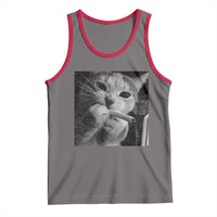 Smoking Cat Y2K Tank Top Vintage Grunge Cat Edgy Retro 90s Streetwear - Wonder Print Shop
