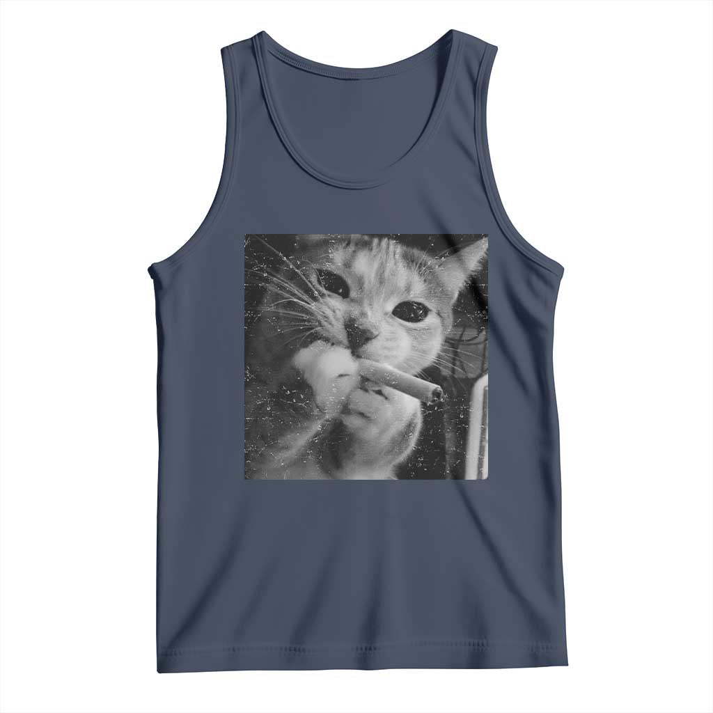 Smoking Cat Y2K Tank Top Vintage Grunge Cat Edgy Retro 90s Streetwear - Wonder Print Shop