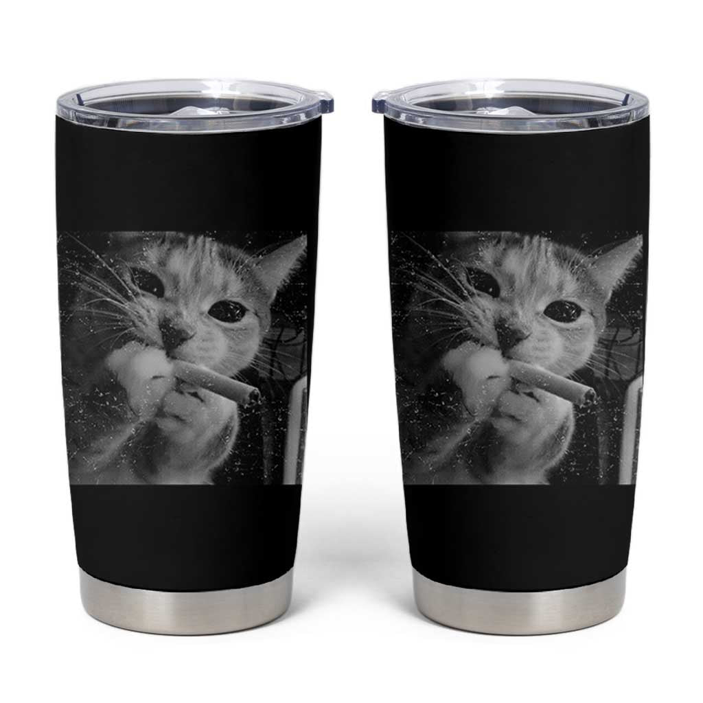Smoking Cat Y2K Tumbler Cup Vintage Grunge Cat Edgy Retro 90s Streetwear - Wonder Print Shop