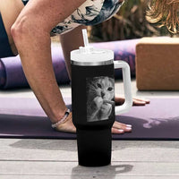 Smoking Cat Y2K Tumbler With Handle Vintage Grunge Cat Edgy Retro 90s Streetwear - Wonder Print Shop