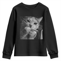 Smoking Cat Y2K Youth Sweatshirt Vintage Grunge Cat Edgy Retro 90s Streetwear - Wonder Print Shop