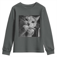 Smoking Cat Y2K Youth Sweatshirt Vintage Grunge Cat Edgy Retro 90s Streetwear - Wonder Print Shop