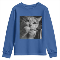 Smoking Cat Y2K Youth Sweatshirt Vintage Grunge Cat Edgy Retro 90s Streetwear - Wonder Print Shop