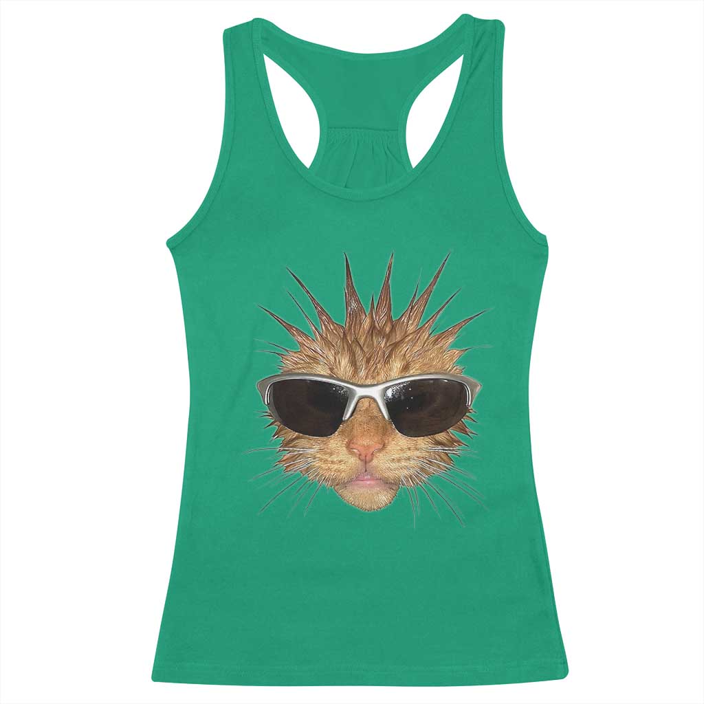 Funny Y2k Retro Cat Meme Racerback Tank Top Vintage Cat Edgy Retro 90s Streetwear - Wonder Print Shop