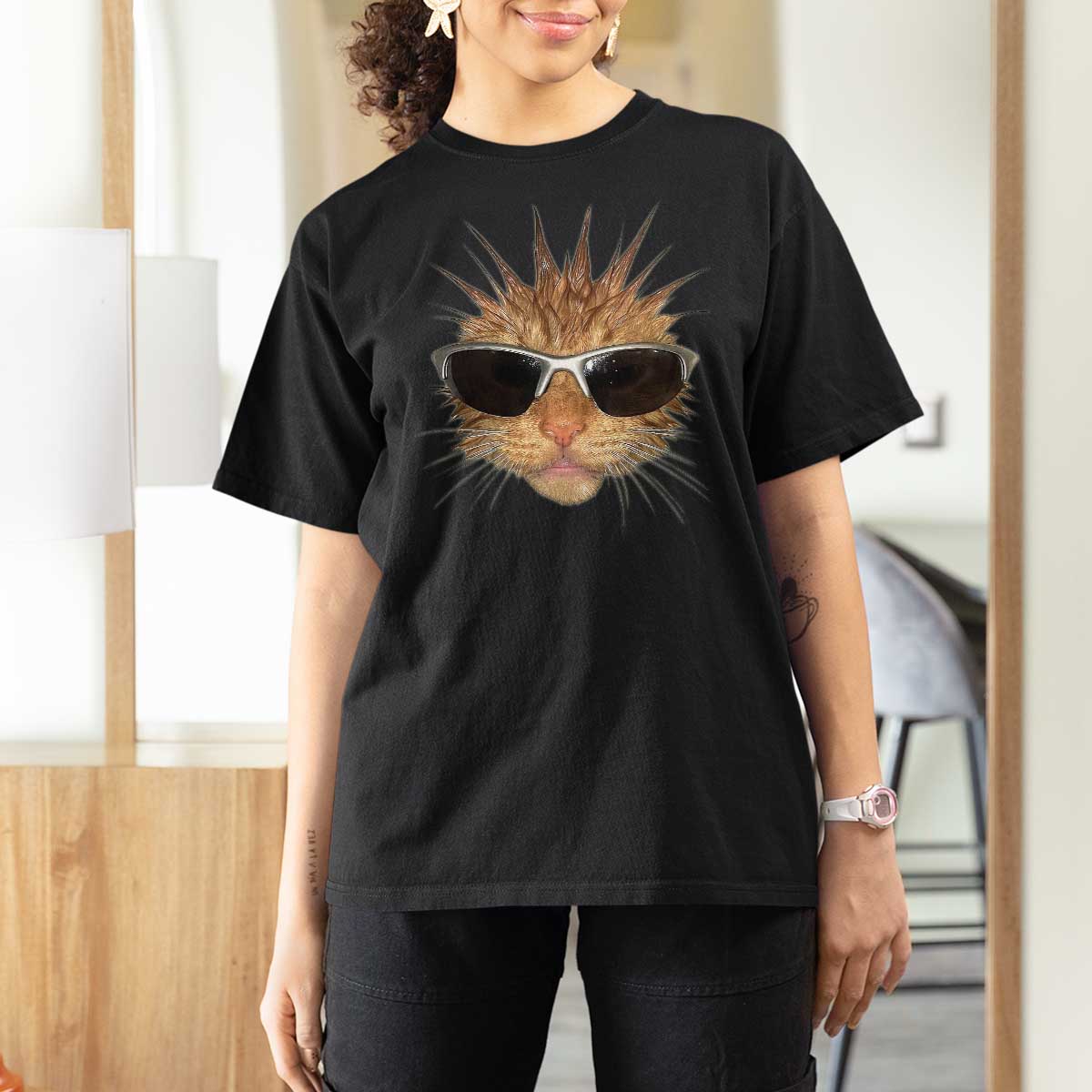 Funny Y2k Retro Cat Meme T Shirt For Women Vintage Cat Edgy Retro 90s Streetwear - Wonder Print Shop